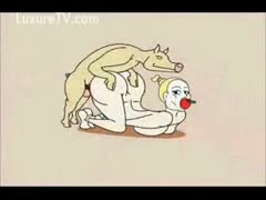 A humorous animated film that shows a pig having sex with a cartoon whore